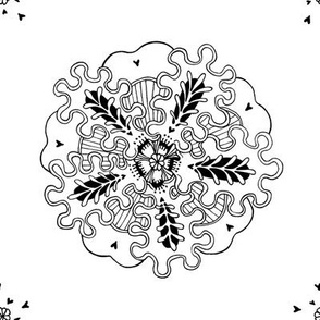 embroidery flower (8in white tile) - astara