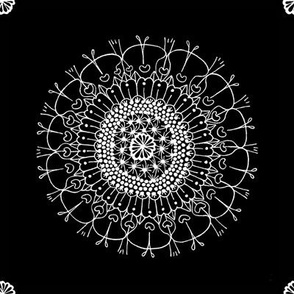 embroidery flower (8in black tile) - boa sr