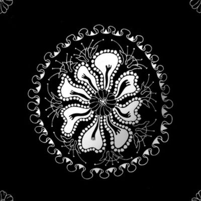 embroidery flower (8in black tile) - daphne
