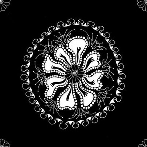 embroidery flower (8in black tile) - daphne