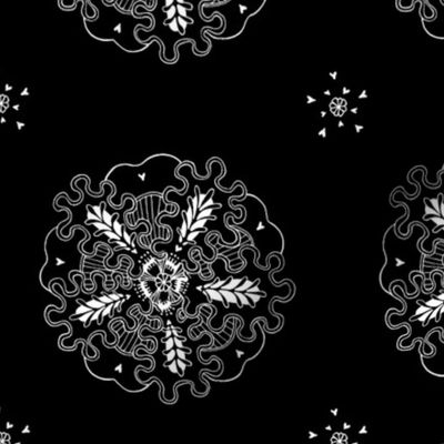 fill-a-yard embroidery flower (6in black tile) - astara