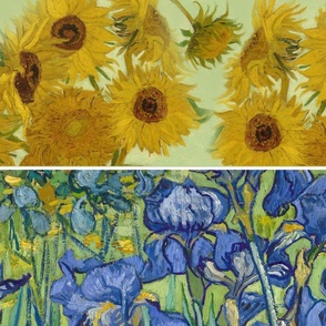 Van Gogh scrunchie fabric panels sunflowers irises