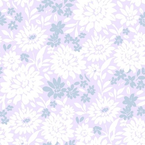 Watercolor vintage florals. Regular Scale. Neutral Botanicals grasscloth lilac purple blue by Jac Sade