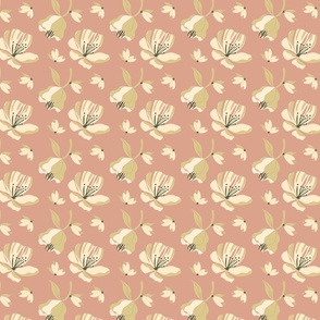 Coral light gold cream Floral