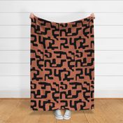 Kuba Cloth Black  on Terracotta  large