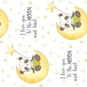 Little Panda on Moon, I love you to the MOON and back ROTATED