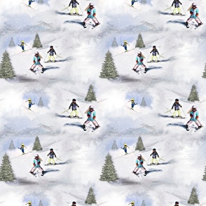 children downhill skiing