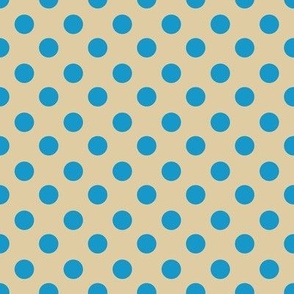 POLKA DOTS BLUE ON  BRIGHT GOLD