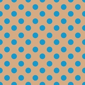 Blue polka dots on sepia background