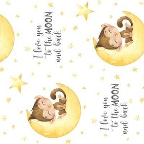 Baby Monkey on Moon, I love you to the MOON and back ROTATED
