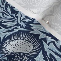 Regal Thistle- Dancing Weeds- Navy Sky Blue- Small Scale 