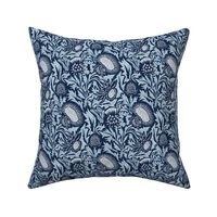 Regal Thistle- Dancing Weeds- Navy Sky Blue- Small Scale 