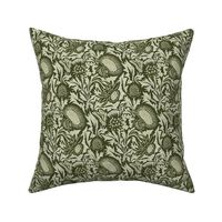 Regal Thistle- Dancing Weeds- Olive Green- Small Scale
