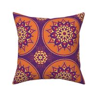 flower mandala purple orange raspberry yellow