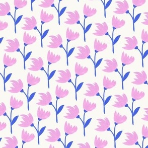 Purple and Blue Flowers on White | Small | Pretty Poppies Collection