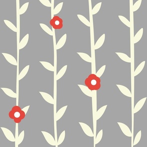 Floral stripes in gray background