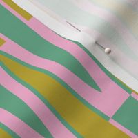 geometric high waves - Muster- Pink-Green