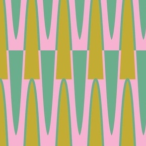 geometric high waves - Muster- Pink-Green