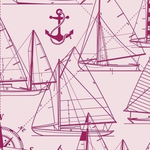 Large Scale / Sailboats / Pink Background