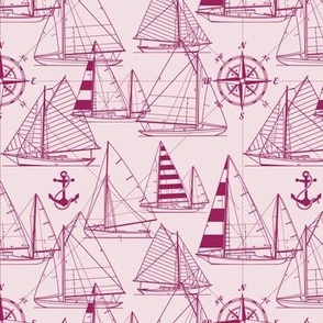 Small Scale / Sailboats / Pink Background