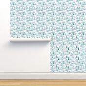 Tiny Scale / Sailboats / Teal On White Background