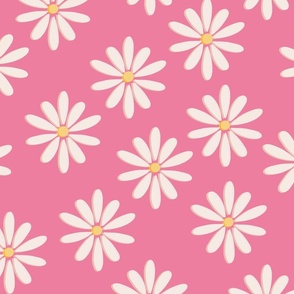 Spring Daisy Flowers - Bright Pink Blush White Yellow