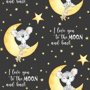 Little Koala Bear on Moon, I love you to the MOON and back (onyx)