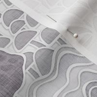 Mushrooms Field Extra Large- Grey- Magical Mushrooms Fabric-  Neutral Colors- Gray- Silver- Platinum- Wallpaper- Large Scale- Duvet Cover