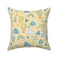 adventure is calling mountain yellow linen