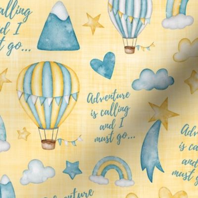 adventure is calling mountain yellow linen