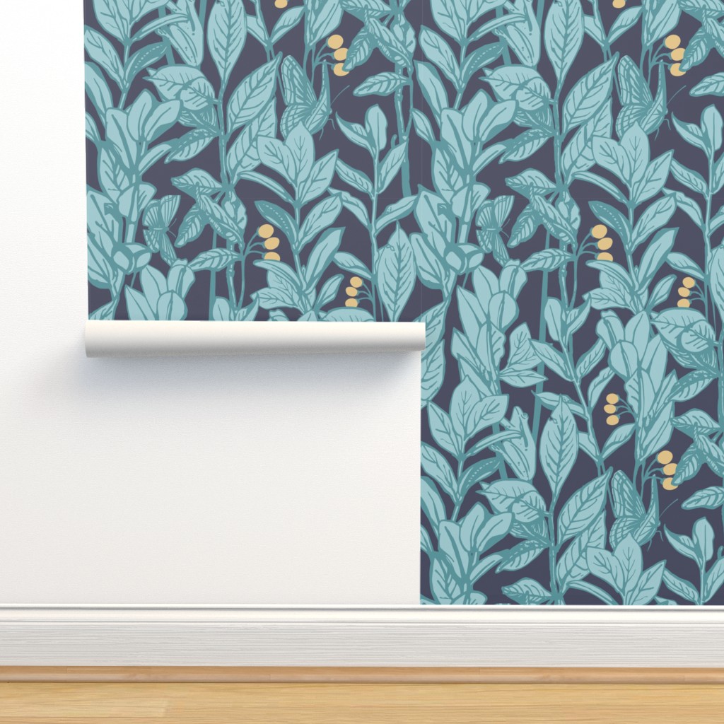 Neutral Botanical Grasscloth Wallpaper | Spoonflower