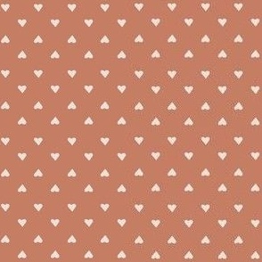 Tiny Two Way Hearts - Beige on Brown