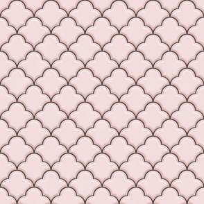 Ogee Half Drop Tiles in Baby Pink - Medium Scale