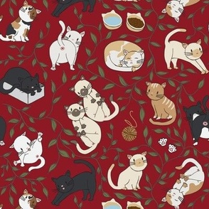Kitty Garden on Berry Red