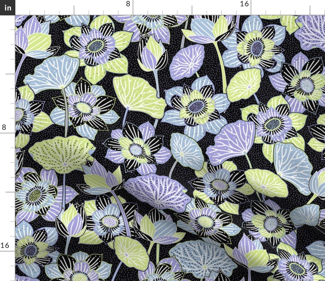 empress lily // spots on black  // honeydew, lilac and sky blue