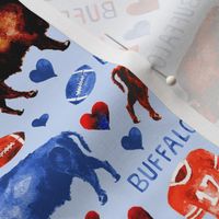 Buffalo Love Football Pattern - blue background