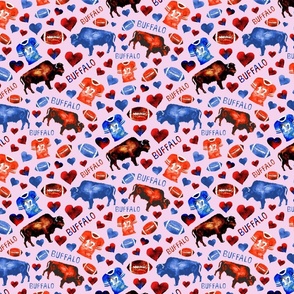 Buffalo Love Football Pattern - pink background
