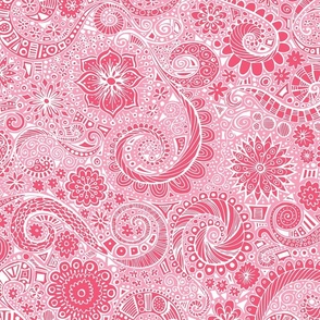 boho swirly floral - pink