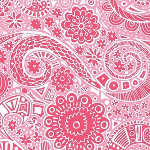 boho swirly floral // large scale - pink