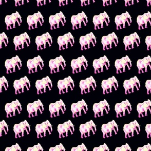 Pink elephant black background - small scale