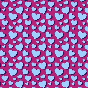 Blue Pop Hearts on Pink