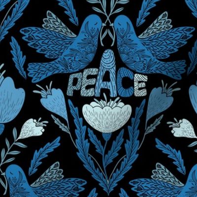 Stop the war_ Peace to the world  blue on black Medium