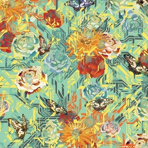 Divine Garden - psychedelic chinoiserie floral 