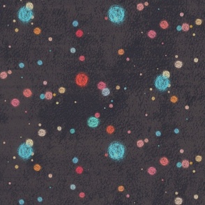 (S) Moon Chalk Dots Colorful Pastel on Black