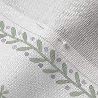 Misty Lilac and Green On White Emma Stripe