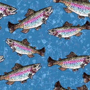 Rainbow Trout Fish - Denim Blue 