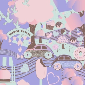 cotton candy forest -lilac-rainbow-donuts- LARGE SCALE