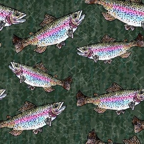Trout Fish Fabric, Wallpaper and Home Decor