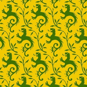 1410 medieval lions, green on yellow