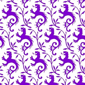 1410 medieval lions, purple on white